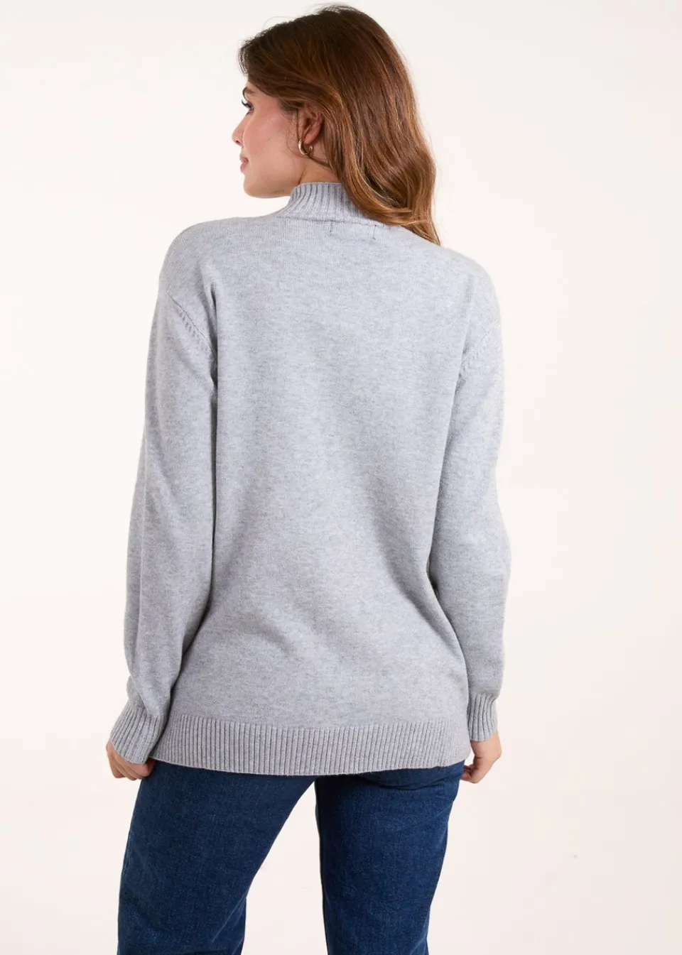 Tops>Blue Vanilla Grey High Neck Star Jumper