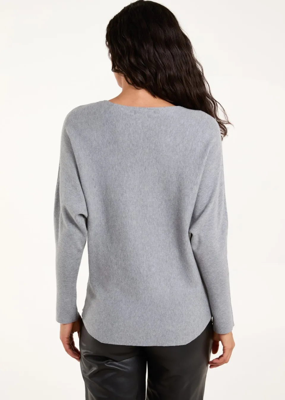 Tops>Blue Vanilla Grey Sequin Flower Detail Batwing Jumper