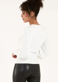 Knitwear>Blue Vanilla Ivory Balloon Sleeve Knit Jumper