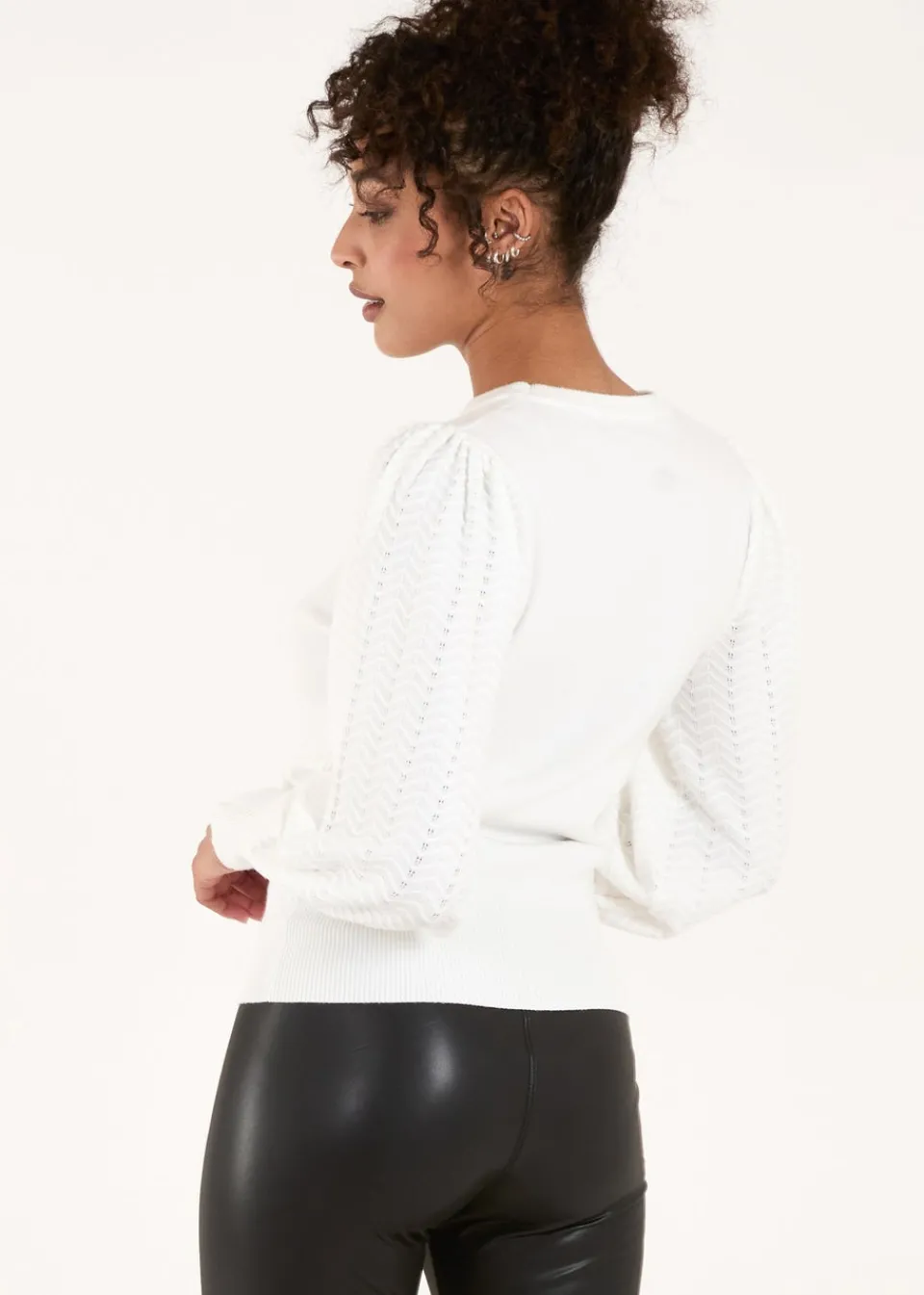 Knitwear>Blue Vanilla Ivory Balloon Sleeve Knit Jumper