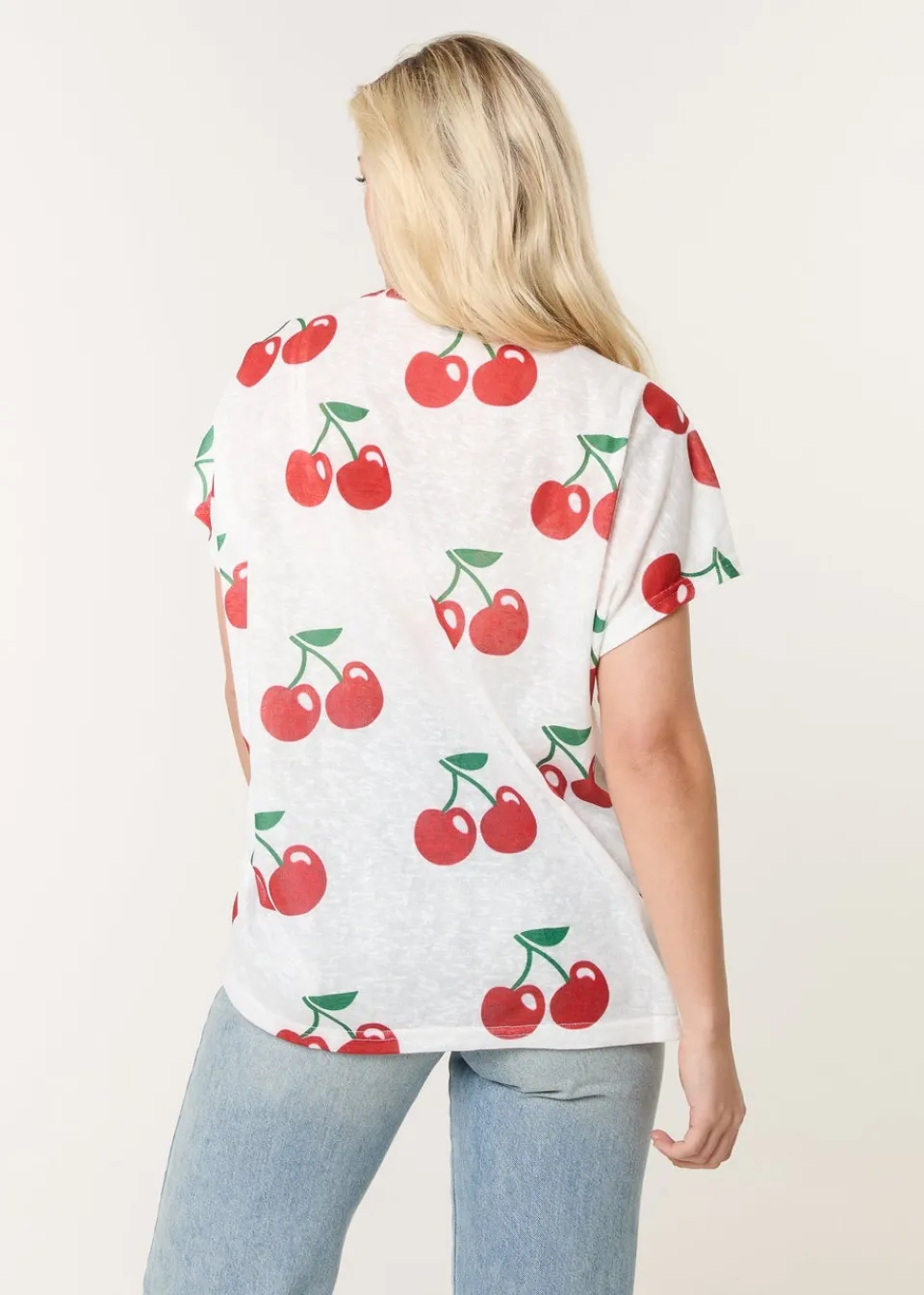 T-Shirts>Blue Vanilla Ivory Cherry Oversized Top