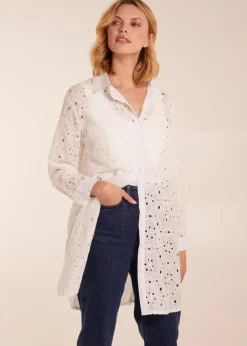 Tops>Blue Vanilla Ivory Crochet Detailed Long Sleeve Shirt