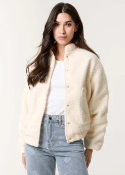 Coats & Jackets>Blue Vanilla Ivory Faux Shearling Jacket