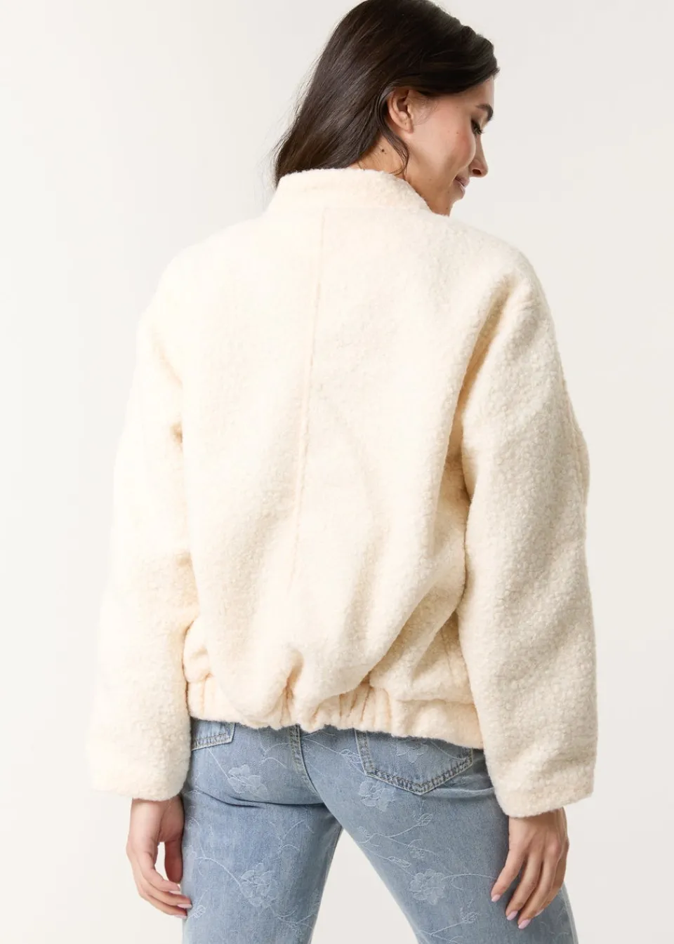 Coats & Jackets>Blue Vanilla Ivory Faux Shearling Jacket