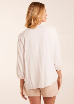 Tops>Blue Vanilla Ivory Floral Embroidered Bust Top