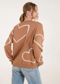 Knitwear>Blue Vanilla Ivory Heart Print 'Amour' Jumper