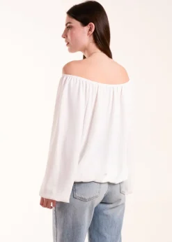 Tops>Blue Vanilla Necklace Bardot Elasticated Top Ivory