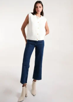 Tops>Blue Vanilla Ivory Ribbed Knit Vest