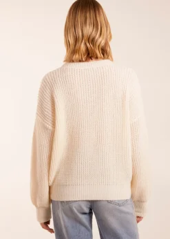 Tops>Blue Vanilla Ivory Sequin Daisy Flower Knitted Jumper