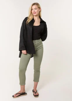 Trousers>Blue Vanilla Khaki Button Front Capri Trouser