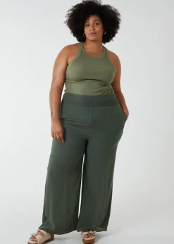 Trousers>Blue Vanilla Curve Wide Leg Trousers Khaki