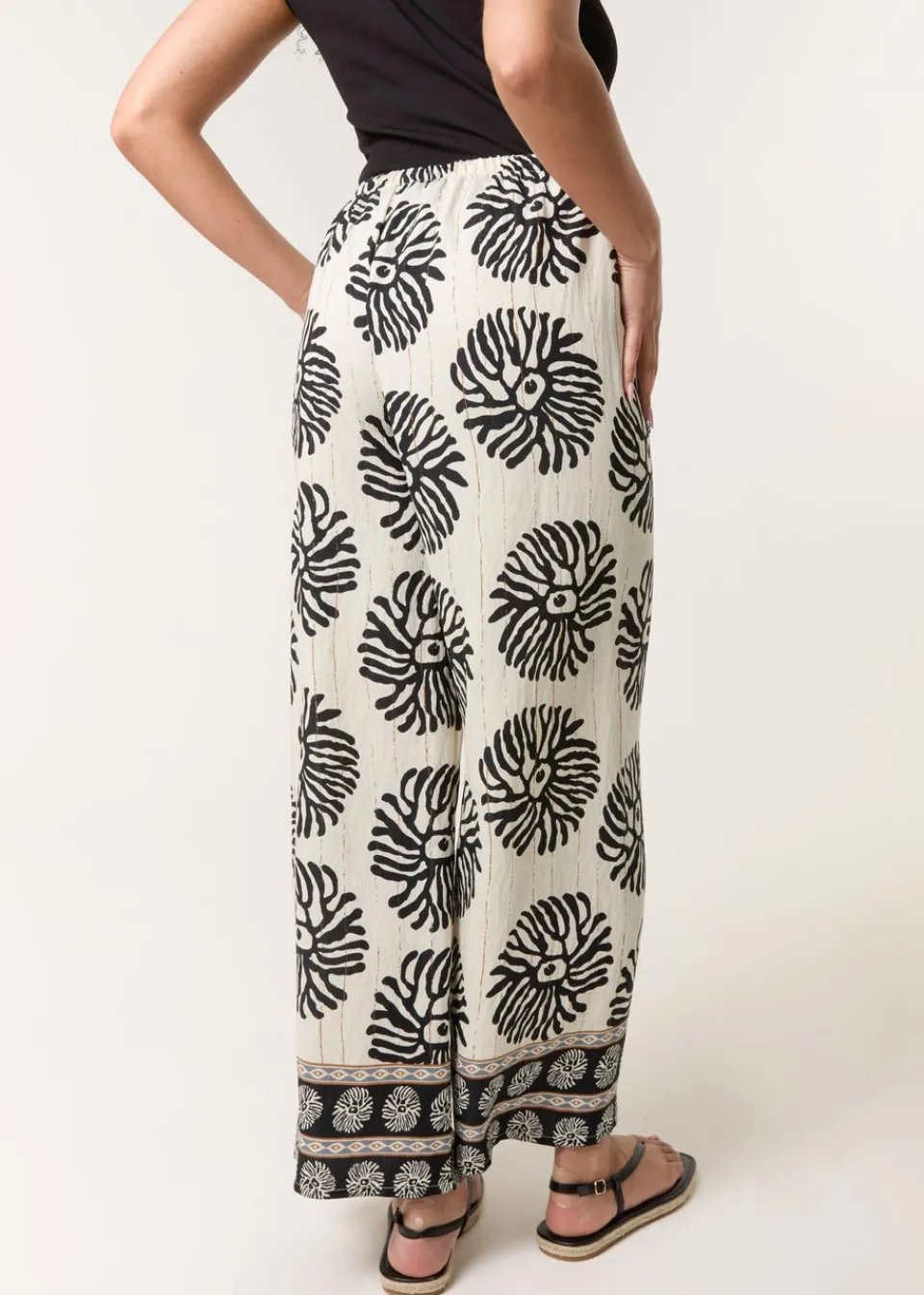Trousers>Blue Vanilla Khaki Printed Elasticated Trousers