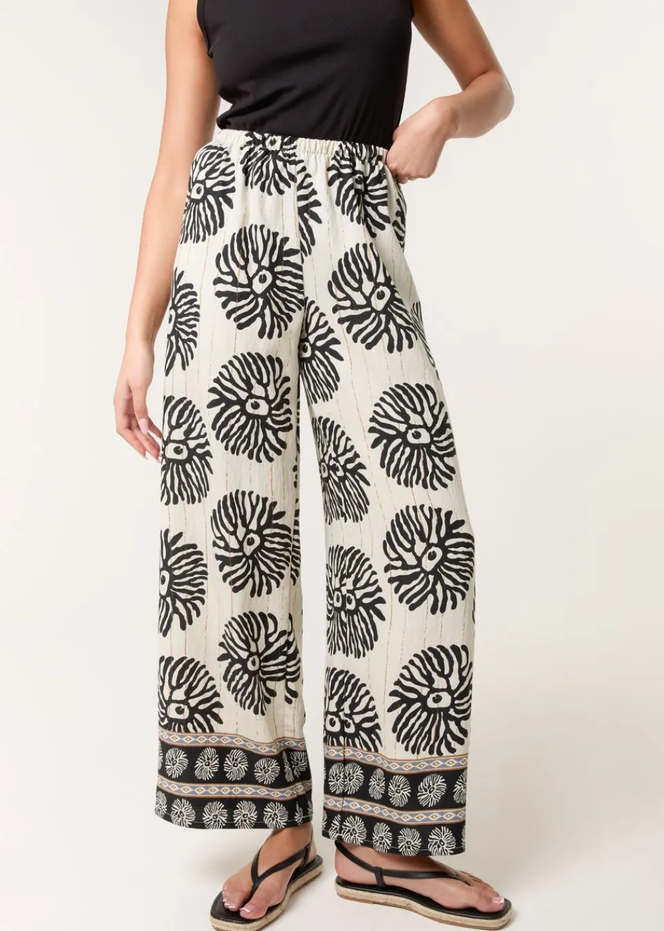 Trousers>Blue Vanilla Khaki Printed Elasticated Trousers