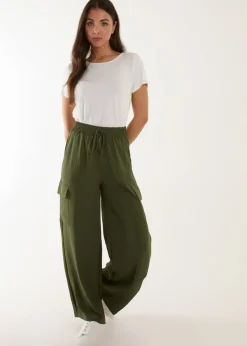 Trousers>Blue Vanilla Khaki Wide Leg Combat Trousers