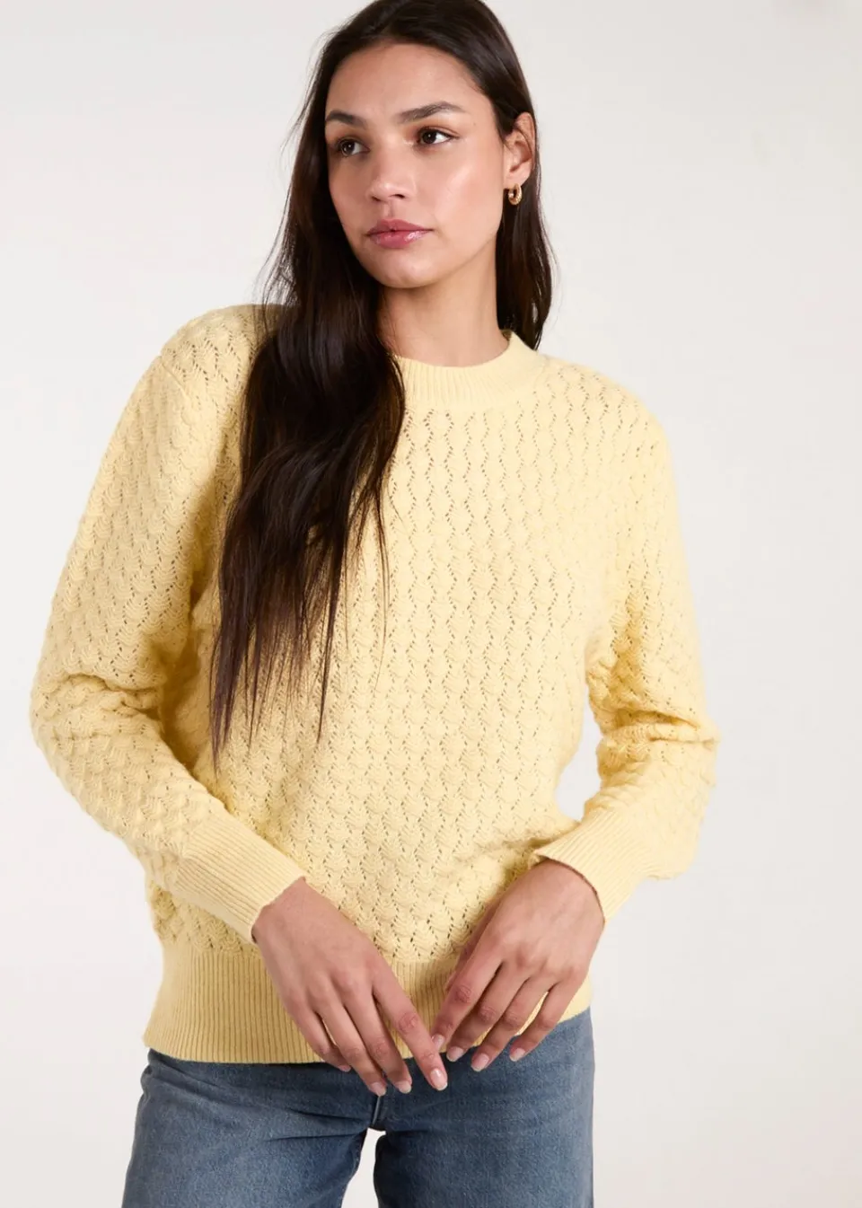 Knitwear>Blue Vanilla Lemon Textured Knit Jumper
