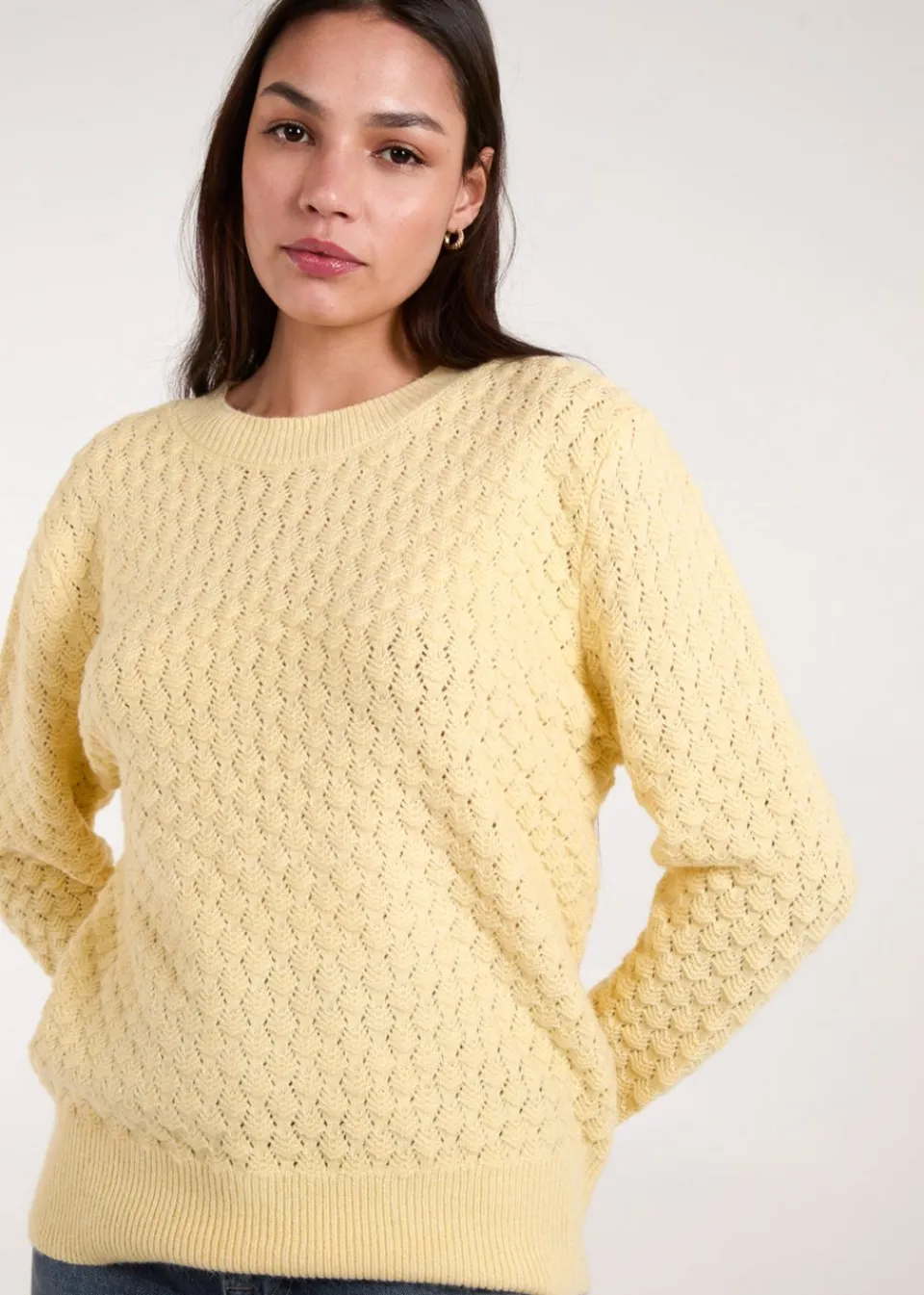 Knitwear>Blue Vanilla Lemon Textured Knit Jumper