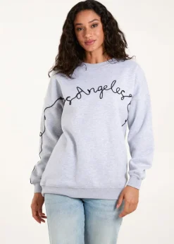 Loungewear>Blue Vanilla Light Grey Los Angeles Slogan Sweatshirt