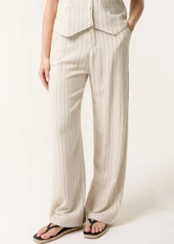 Trousers>Blue Vanilla Linen Pinstripe Drawstring Trousers