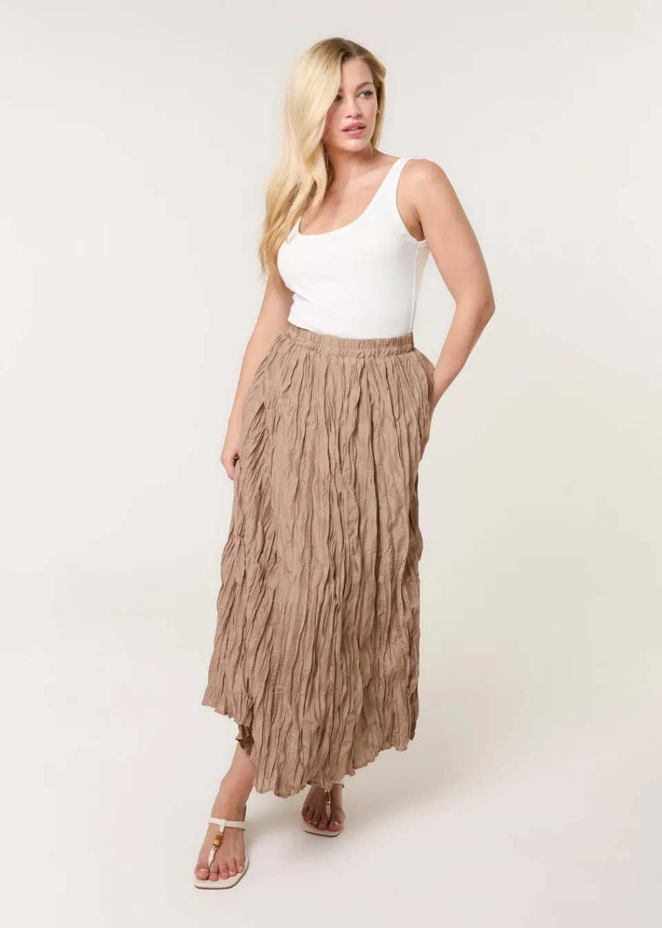Skirts>Blue Vanilla Mocha Crinkled Texture Skirt
