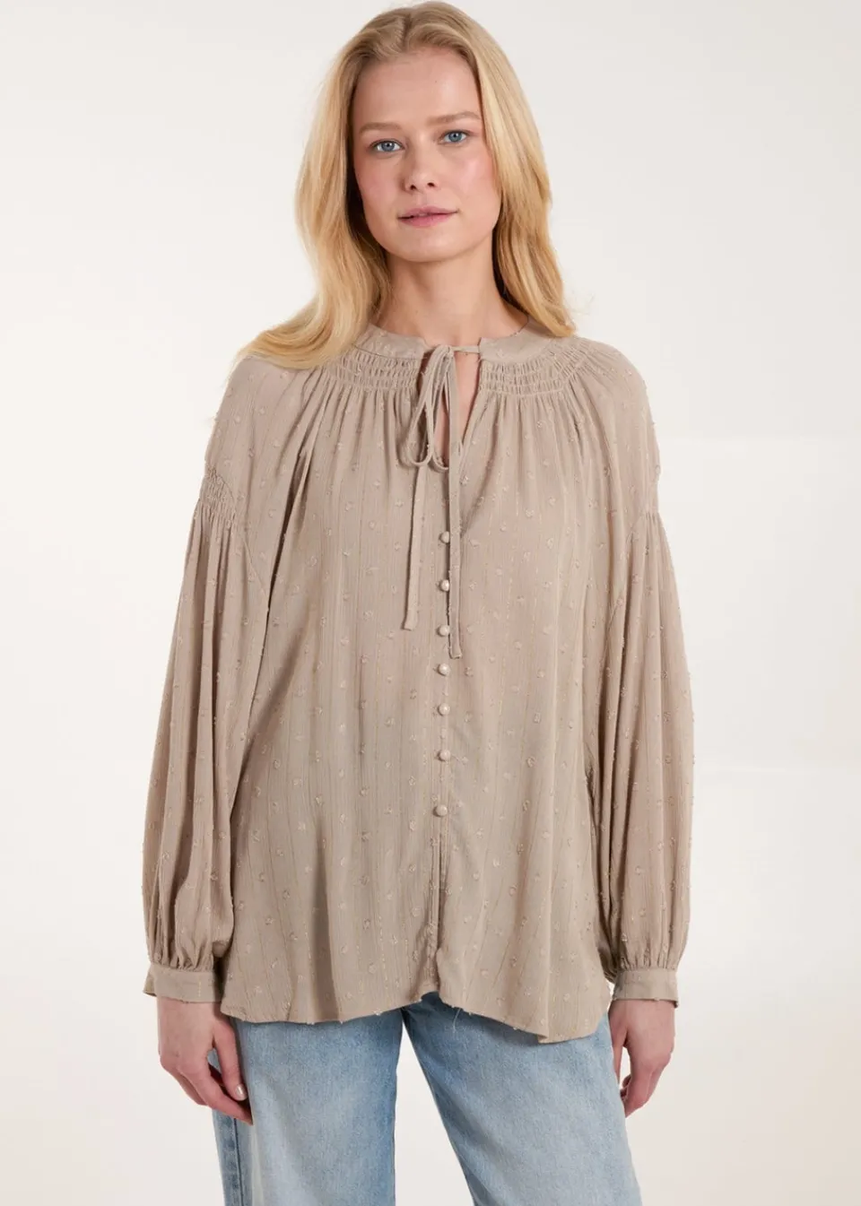 Tops>Blue Vanilla Mocha Long Sleeve Button Down Shirt
