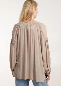 Tops>Blue Vanilla Mocha Long Sleeve Button Down Shirt