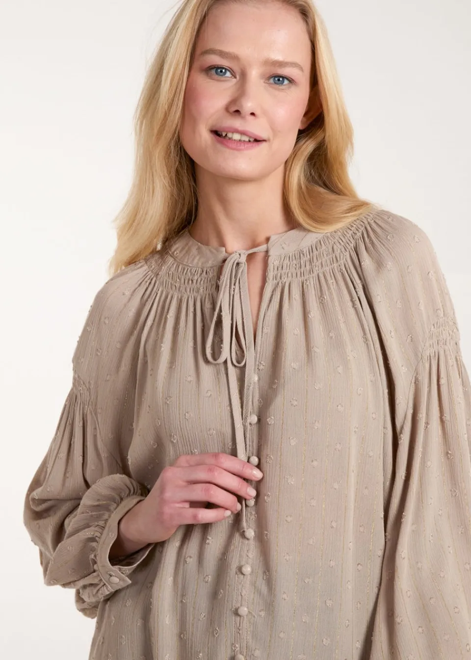 Tops>Blue Vanilla Mocha Long Sleeve Button Down Shirt