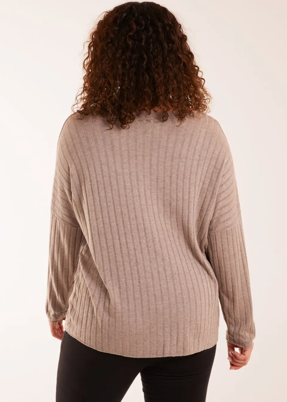 Tops>Blue Vanilla V-Neck Ribbed Jumper Mocha