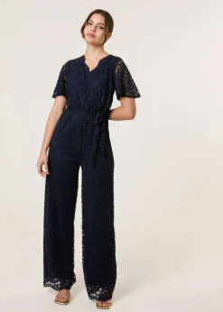 Jumpsuits & Playsuits>Blue Vanilla Navy Lace Wrap Over Jumpsuit