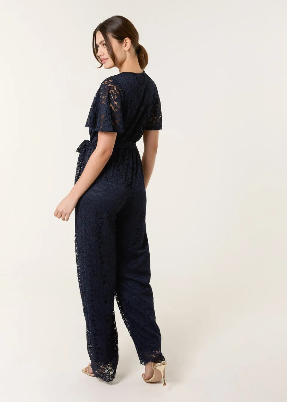 Jumpsuits & Playsuits>Blue Vanilla Navy Lace Wrap Over Jumpsuit