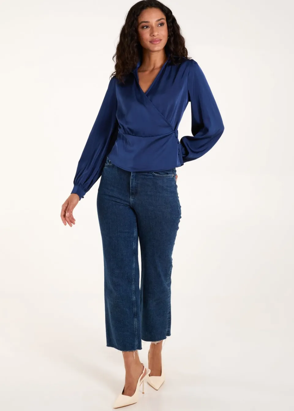 Tops>Blue Vanilla Navy Wrap Shirt Top