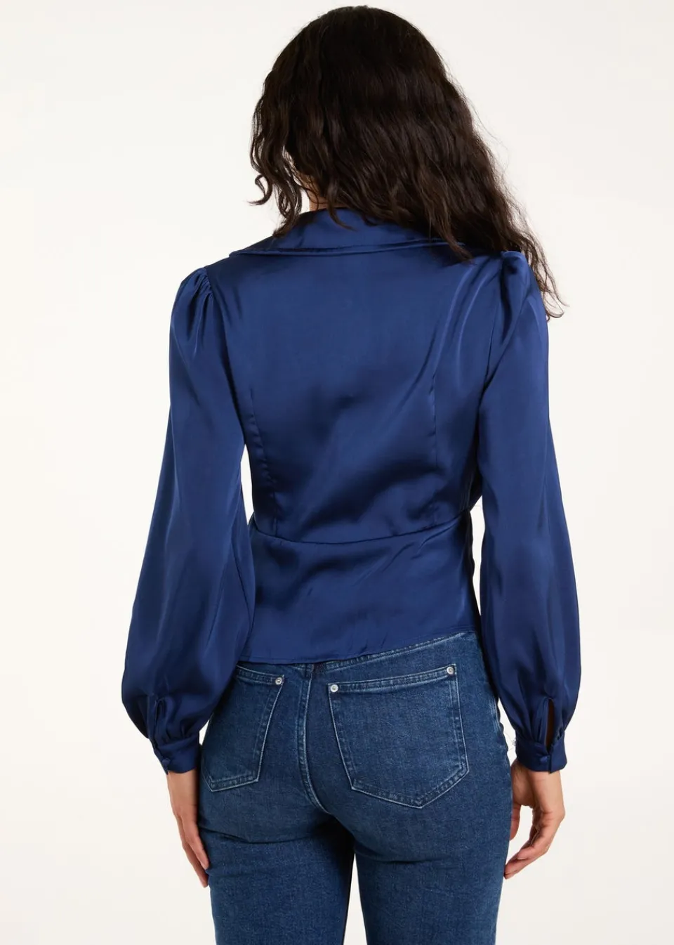 Tops>Blue Vanilla Navy Wrap Shirt Top