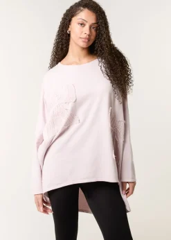 Tops>Blue Vanilla Pink Lace Bow Sweat Top