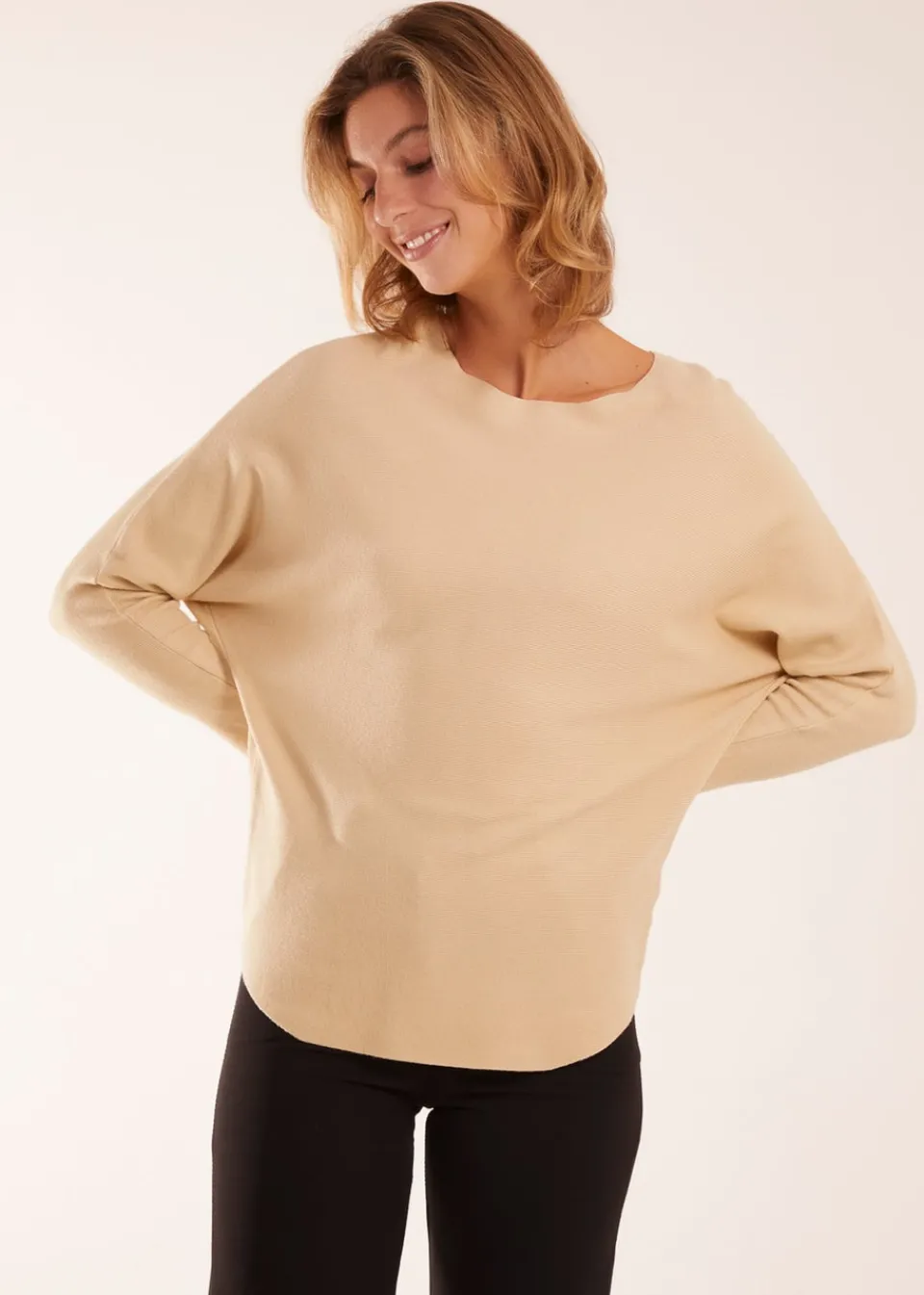 Tops>Blue Vanilla Plain Batwing Top