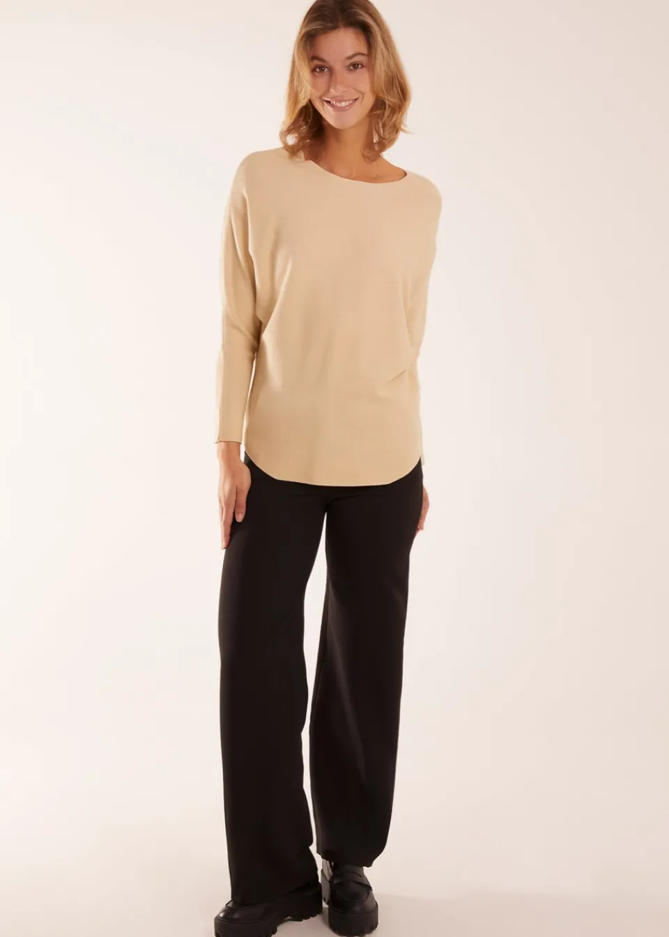 Tops>Blue Vanilla Plain Batwing Top