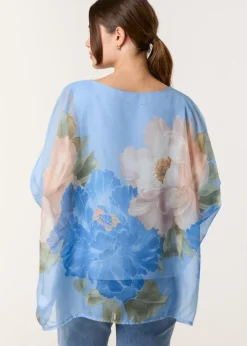 Tops>Blue Vanilla Silk Like Floaty Top