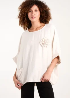 T-Shirts>Blue Vanilla Corsage Top Stone