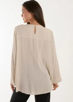 T-Shirts>Blue Vanilla Embroidered Top Stone