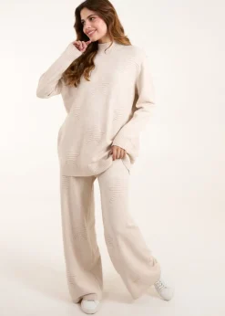 Tops>Blue Vanilla Stone Knitted Star Jumper + Trouser Set