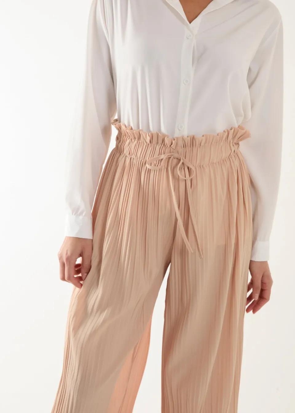 Trousers>Blue Vanilla Pleated Trousers Stone