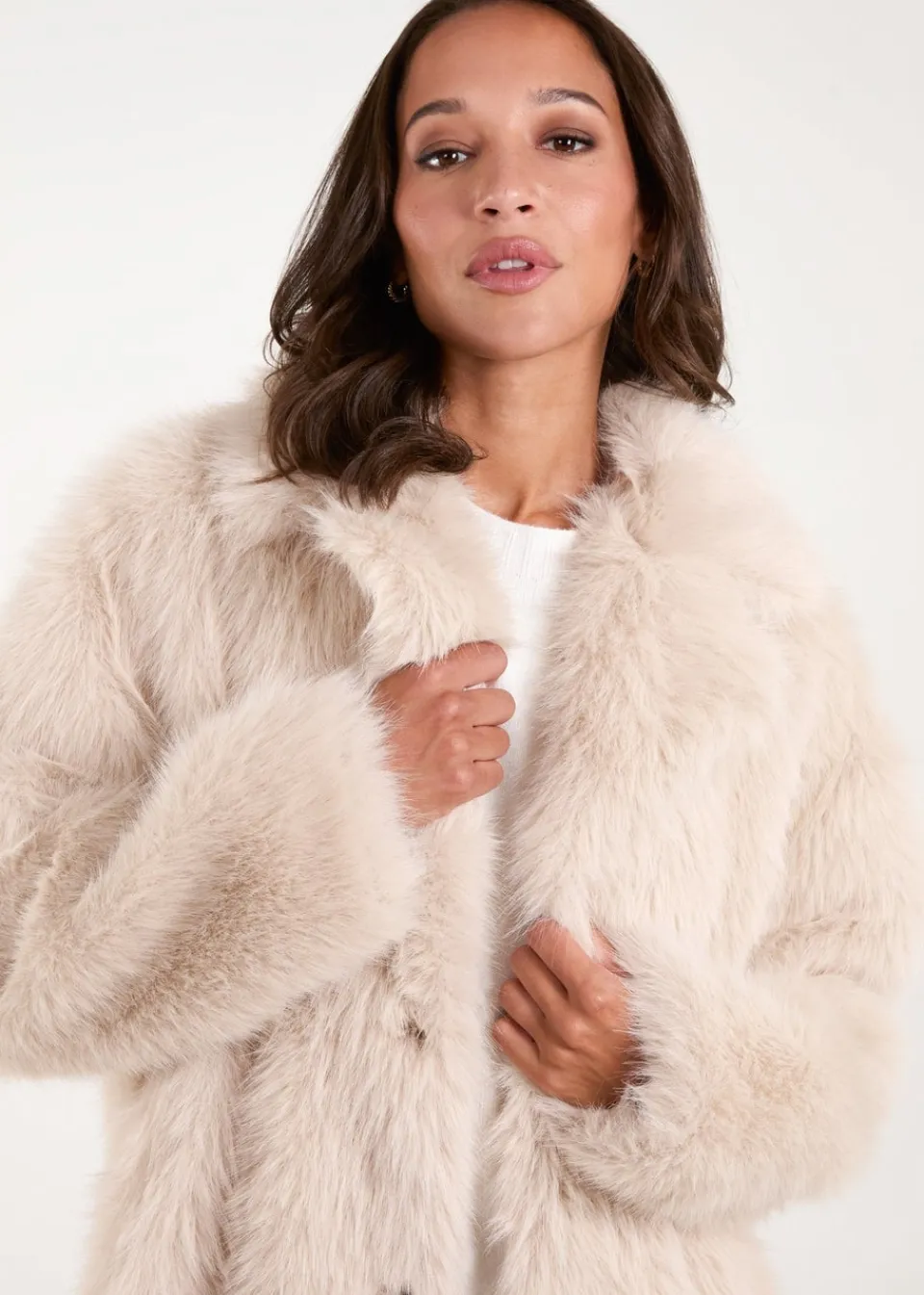 Coats & Jackets>Blue Vanilla Stone Plush Fur Coat