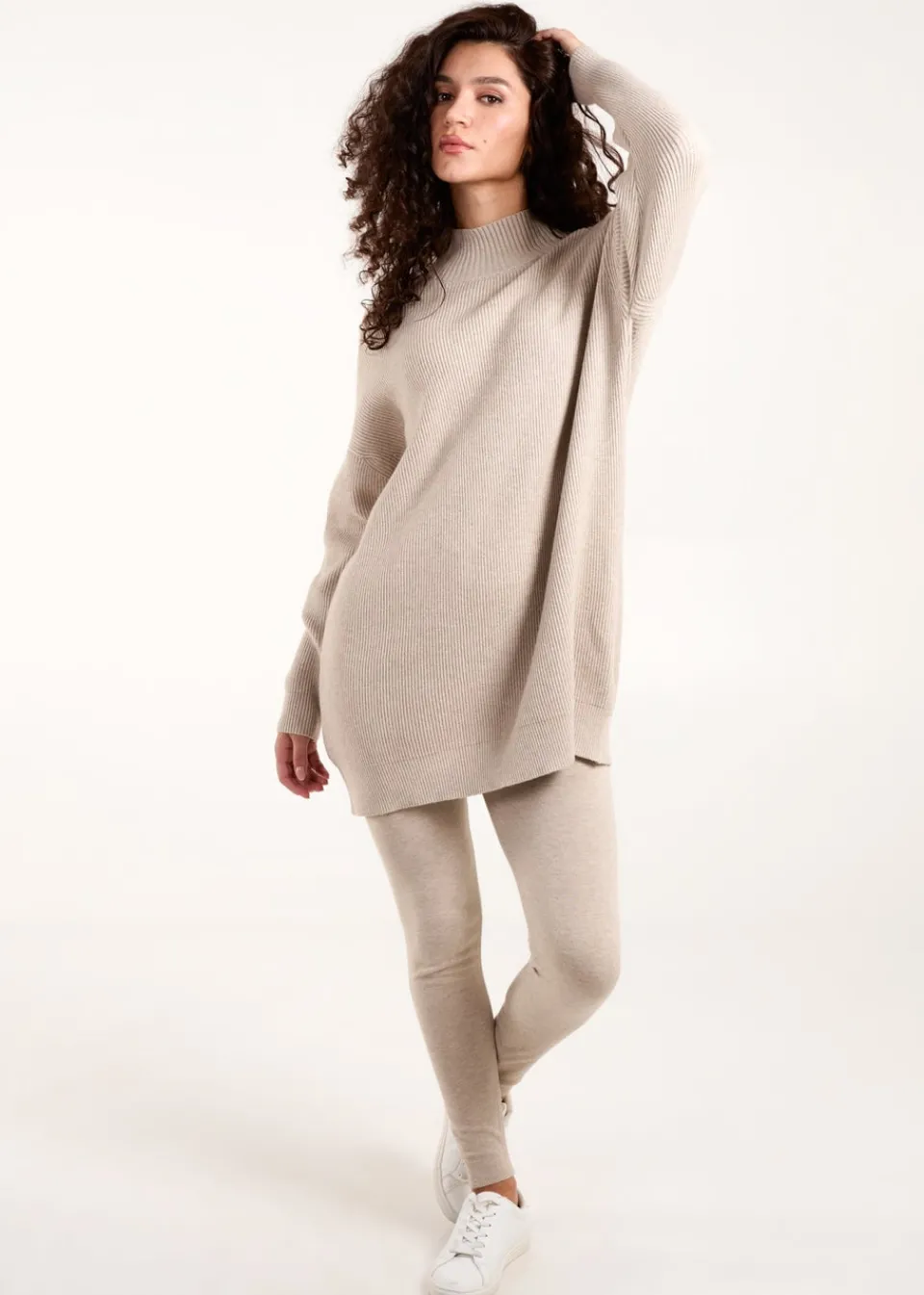 Tops>Blue Vanilla Stone Ribbed Jumper & Knit Legging Set