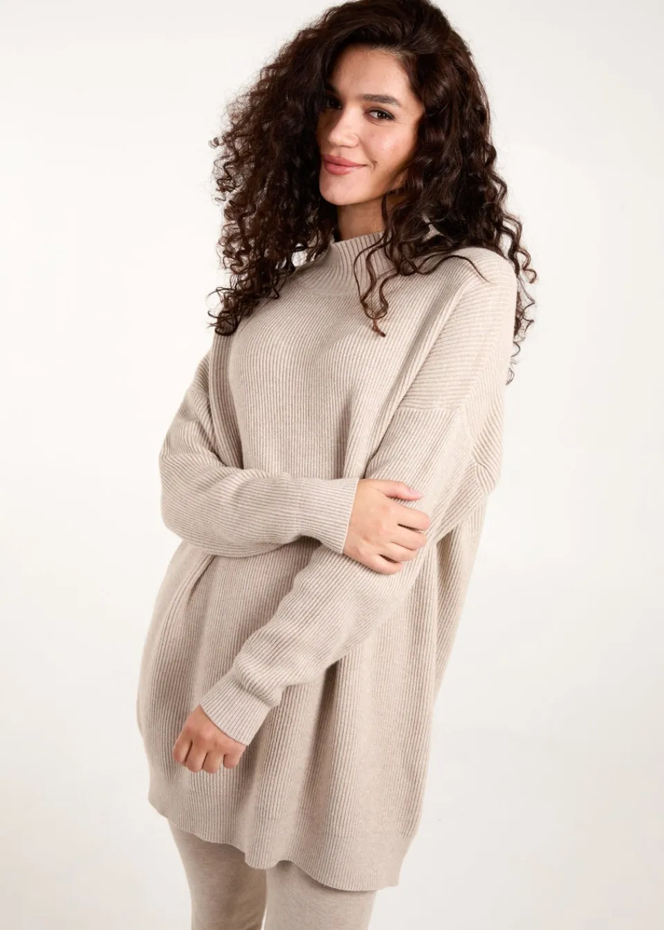 Tops>Blue Vanilla Stone Ribbed Jumper & Knit Legging Set