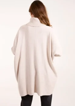 Tops>Blue Vanilla Stone Roll Neck Pocket Jumper