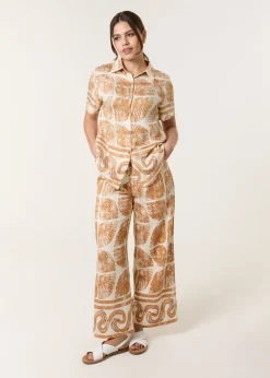 Tops>Blue Vanilla Stone Seashell Top & Trouser Set