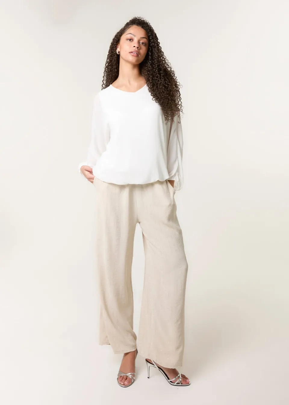 Trousers>Blue Vanilla Stone Sparkle Wide Leg Trouser