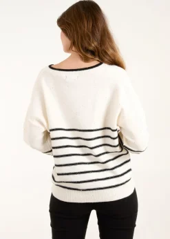 Tops>Blue Vanilla Stone Stripe Knit Jumper