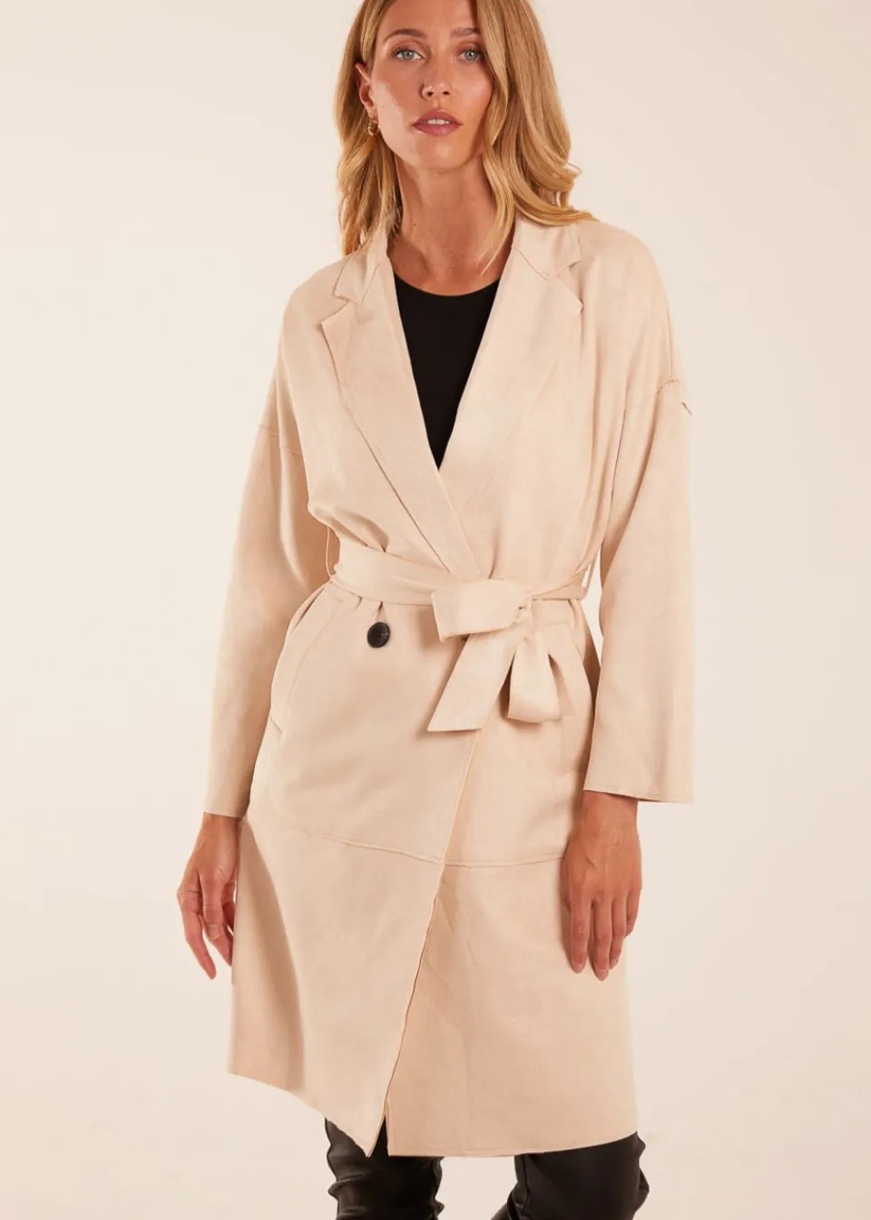 Coats & Jackets>Blue Vanilla Waist Detail Trench Style Jacket Stone