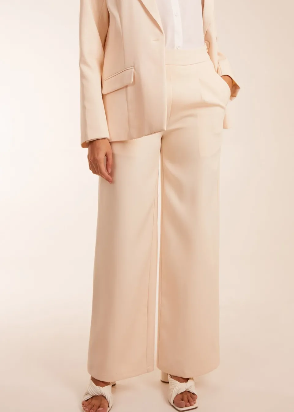Trousers>Blue Vanilla Stone Wide Leg Suit Trousers