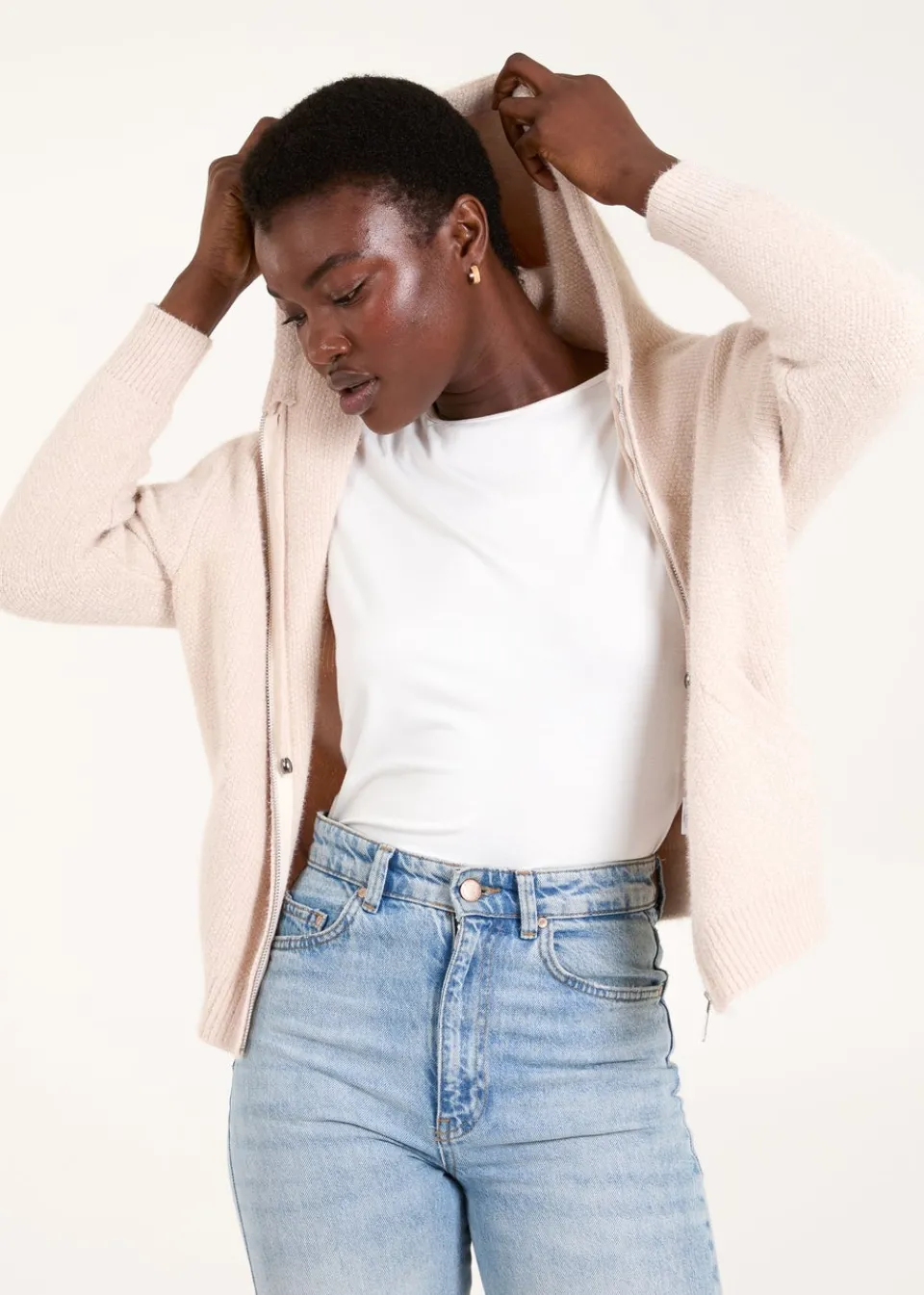 Tops>Blue Vanilla Stone Zip Up Hoodie