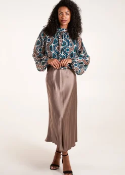 Tops>Blue Vanilla Teal High Neck Puffball Top